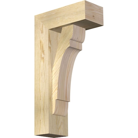 Ekena Millwork Olympic Block Rough Sawn Bracket w/ Offset Brace, Douglas Fir, 6"W x 14"D x 26"H BKT0604X14X26OLY05RDF
